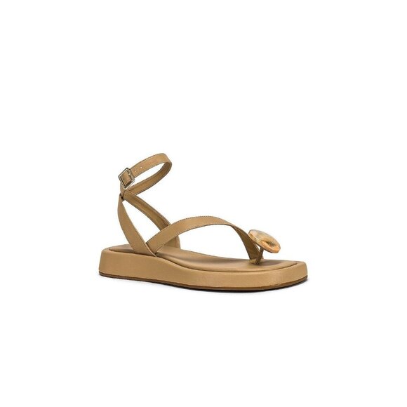 GIA BORGHINI x RHW Plexi Gem Stone Toe Sandals in Taupe 40.5 Womens Wrap Leather - Picture 13 of 15